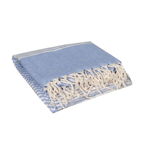 Niebieski ręcznik hammam Yummy Blue, 90x190 cm