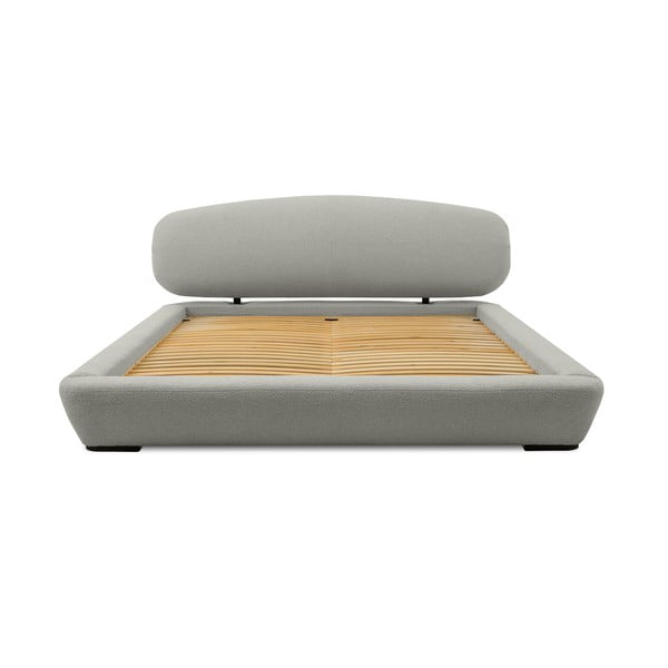 Jasnoszare tapicerowane łóżko dwuosobowe ze stelażem 140x200 cm Odette – Scandic-image-3