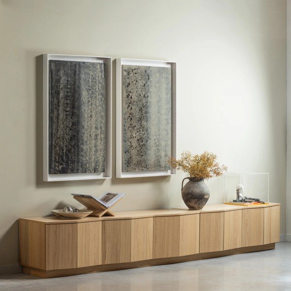 Szafka pod TV z litego drewna dębowego w naturalnym kolorze 200x52x45 cm Zuma – WOOOD-image-1