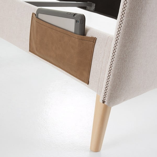 Beżowe łóżko 2-osobowe Kave Home Lydia, 160x200 cm-image-1