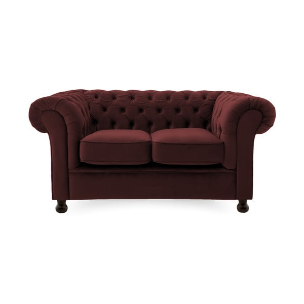 Ciemnoczerwona sofa 2-osobowa Vivonita Chesterfield