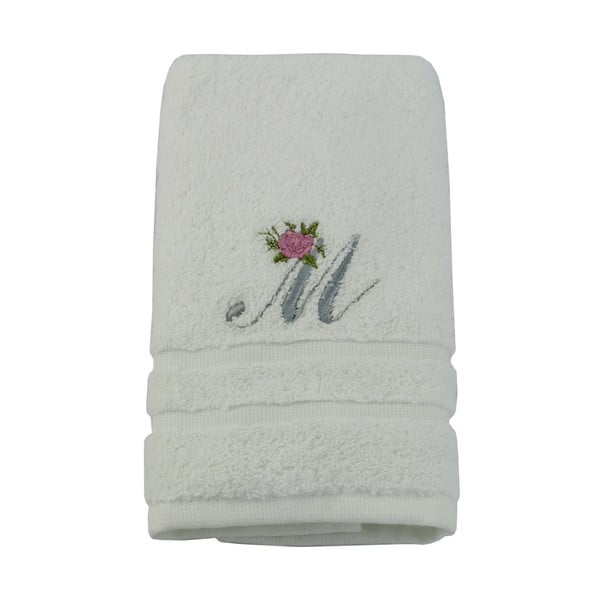 Ręcznik z inicjałem i różyczką M, 50x90 cm