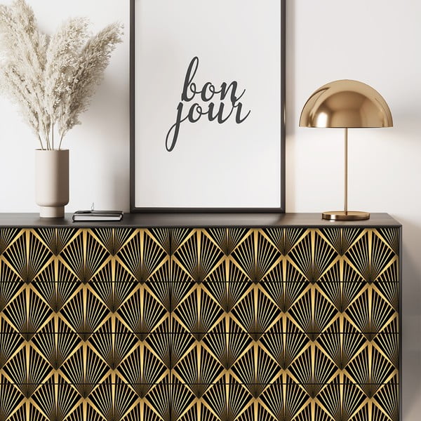 Dekoracyjna tapeta na meble w czarno-złotym kolorze Ambiance Draka-image-4