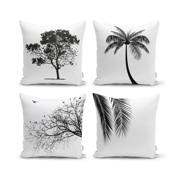 Zestaw 4 dekoracyjnych poszewek na poduszki Minimalist Cushion Covers Black and White, 45x45 cm