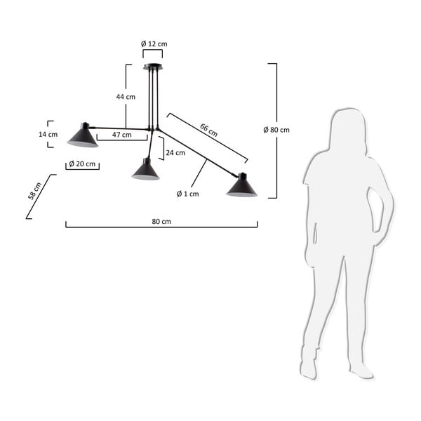 Czarna lampa sufitowa 80x80 cm Dione – Kave Home-image-3