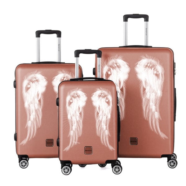 Zestaw 3 staroróżowych walizek Berenice Wings