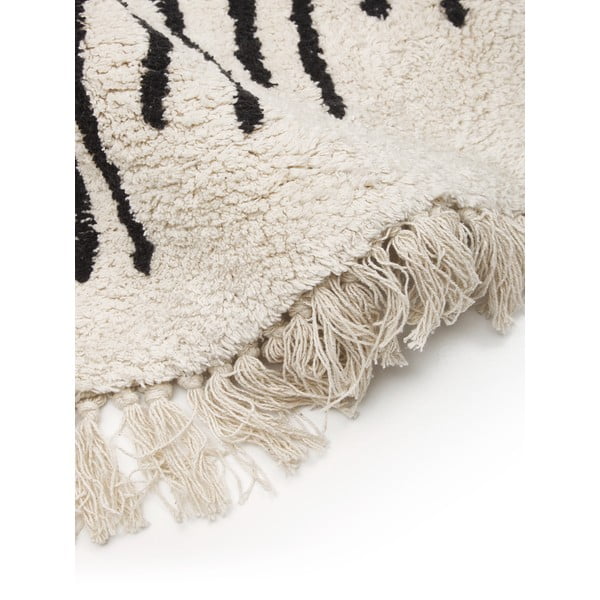 Beżowo-czarny ręcznie tkany bawełniany dywan Westwing Collection Fini, ø 150 cm-image-2