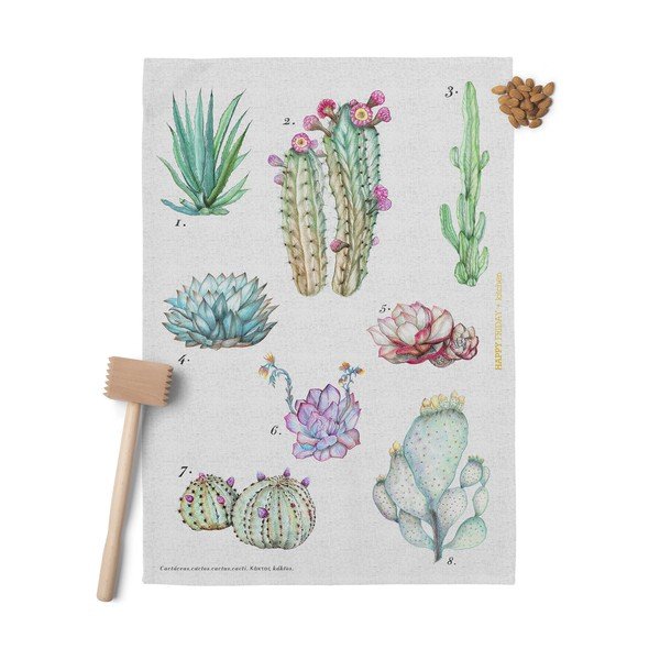 Zestaw 2 bawełnianych ścierek kuchennych Happy Friday Basic Cactus, 70x50 cm-image-1