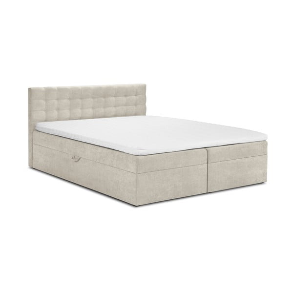 Beżowe łóżko boxspring ze schowkiem 160x200 cm Jade – Mazzini Beds