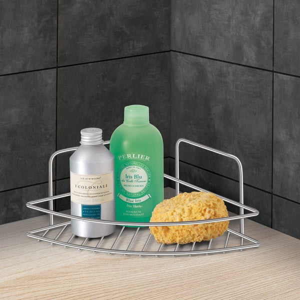 Stalowa półka łazienkowa w kolorze srebra z połyskiem Luxy – Metaltex-image-1