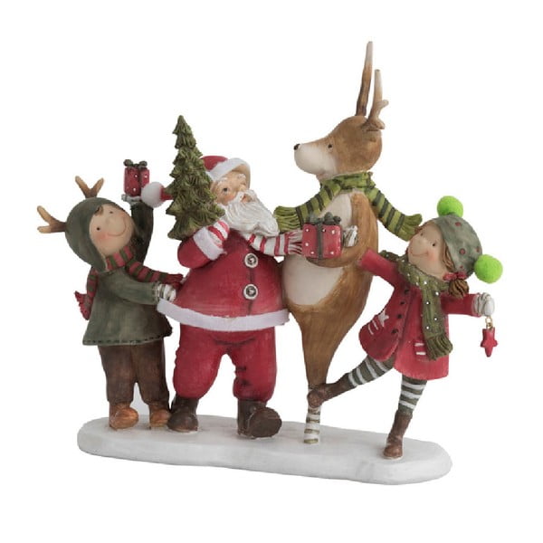 Dekoracyjna figurka Św. Mikołaja, renifera i dzieci J-Line Santa Dance