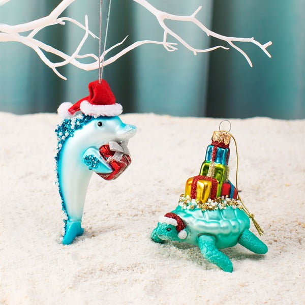 Szklana ozdoba świąteczna wykonana ręcznie 12,5 cm Dolphin – Sass & Belle-image-1