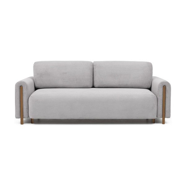 Jasnoszara sztruksowa rozkładana/ze schowkiem sofa 244 cm Arcadova – ELTAP
