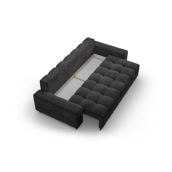 Ciemnoszara aksamitna rozkładana sofa ze schowkiem 250 cm Wicklow – Cosmopolitan Design-image-3