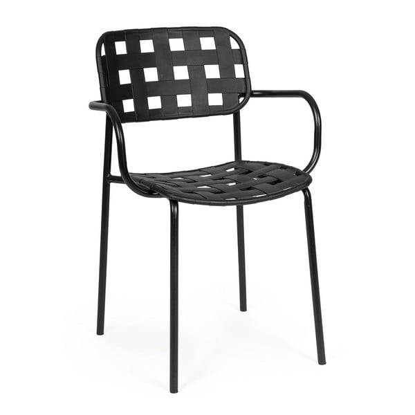 Czarne metalowe krzesła ogrodowe zestaw 4 szt. Clover   – Bizzotto