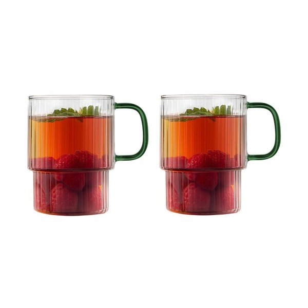 Zielone szklane kubki zestaw 2 szt. do cappuccino 350 ml Livio – Vialli Design