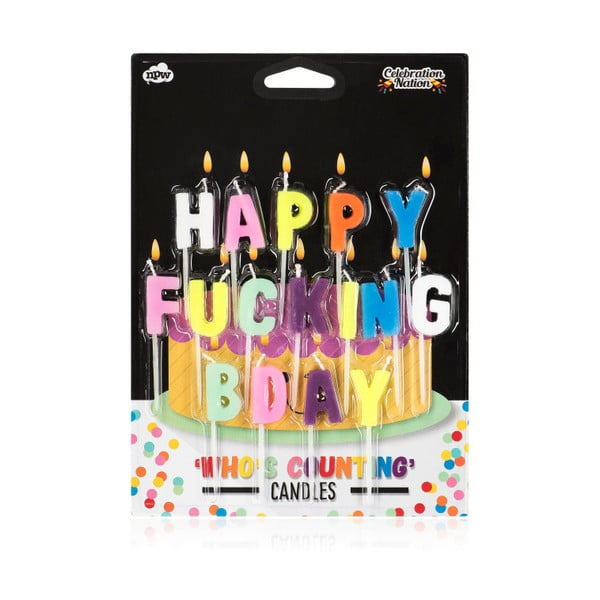 Zestaw 16 urodzinowych świeczek na tort NPW Happy Fucking Birthday