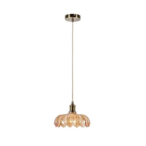 Lampa wisząca w kolorze mosiądzu z z bursztynowym szklanym kloszem ø 25,5 cm Kurage – Markslöjd