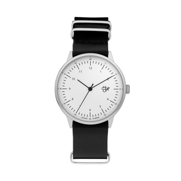 Zegarek z czarnym paskiem i białym cyferblatem CHPO Harold