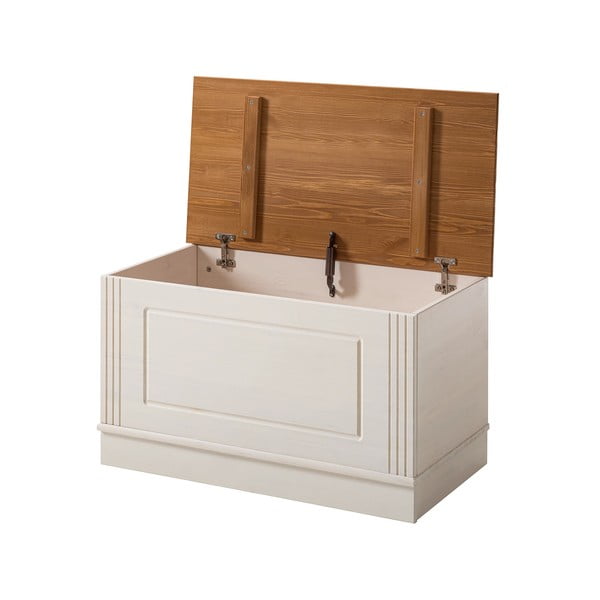 Biała skrzynia z litego drewna sosnowego 80x45 cm Anita – Støraa-image-3