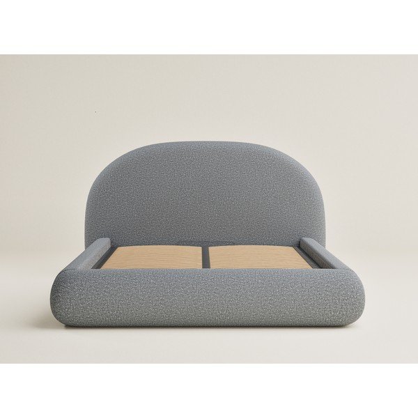 Szare tapicerowane łóżko dwuosobowe ze schowkiem ze stelażem 140x200 cm Maumere – Maison de Rêve-image-2