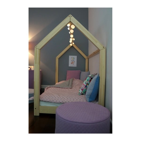 Drewniane łóżko dziecięce w kształcie domku TERY 80x160 cm-image-4