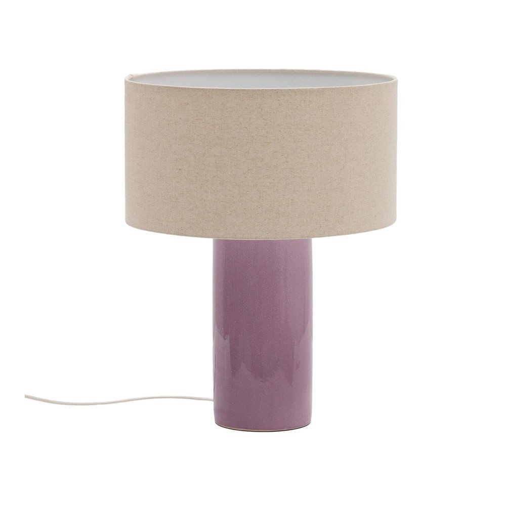 Fioletowa/beżowa lampa stołowa z tekstylnym kloszem (wysokość 52 cm) Toneric – Kave Home