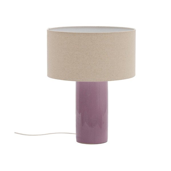 Fioletowa/beżowa lampa stołowa z tekstylnym kloszem (wysokość 52 cm) Toneric – Kave Home