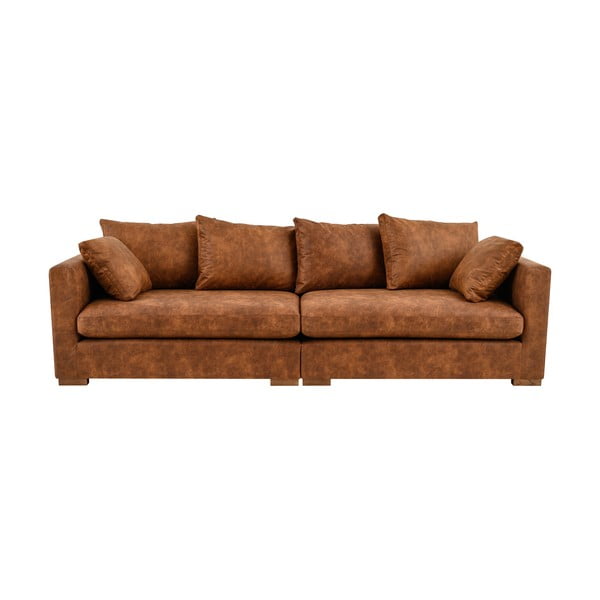 Koniakowa sofa z imitacji skóry 266 cm Hamburg – Scandic