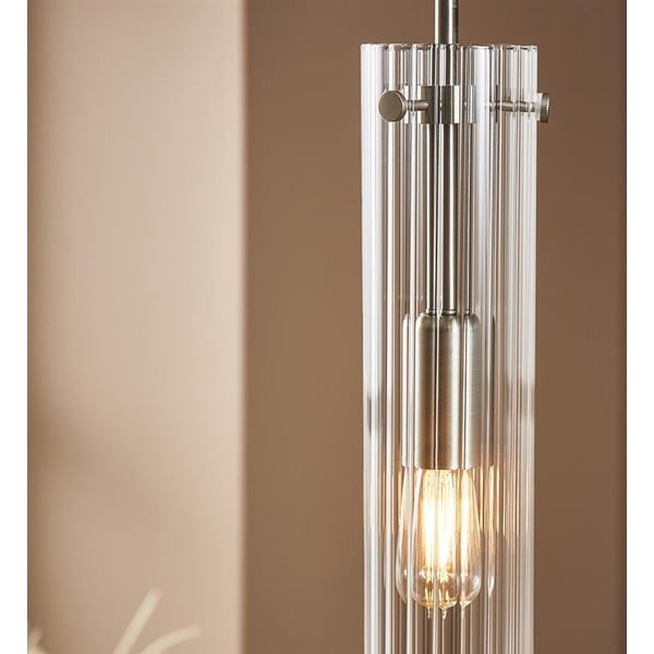 Lampa wisząca w kolorze srebra ze szklanym kloszem Tubo – Markslöjd-image-3