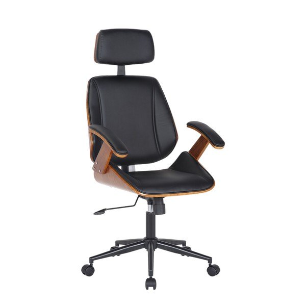 Czarne krzesło biurowe z imitacji skóry Visby – Tomasucci