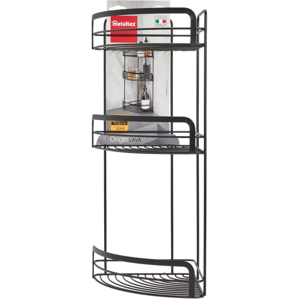 Czarna trzypoziomowa narożna półka łazienkowa Origin - Metaltex-image-2