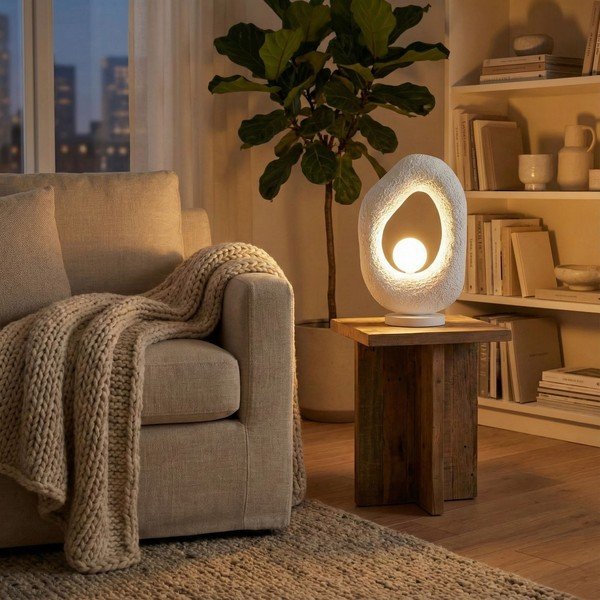 Biała metalowa lampa stołowa (wysokość 50 cm) Lore – Opviq lights-image-1