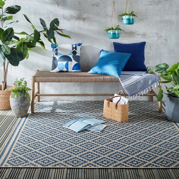 Niebiesko-beżowy dywan odpowiedni na zewnątrz 200x200 cm Moretti – Flair Rugs-image-1