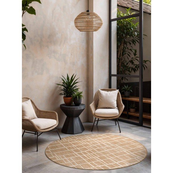 Kremowy/w naturalnym kolorze okrągły dywan odpowiedni na zewnątrz ø 200 cm Haringey Crouch – Ted Baker-image-1