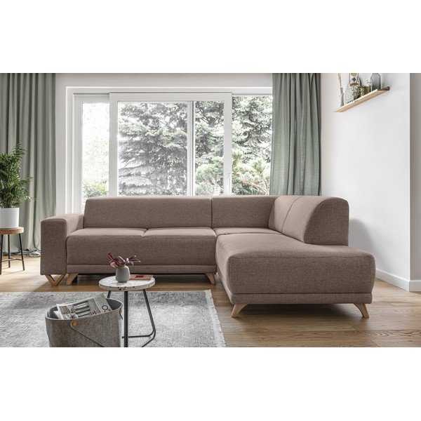 Brązowy rozkładany/ze schowkiem narożnik (prawostronny/w kształcie litery L) Classy Sophie – Miuform-image-1