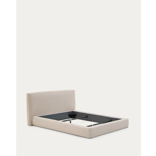 Beżowe tapicerowane łóżko jednoosobowe bez stelaża 90x200 cm Blok – Kave Home-image-2