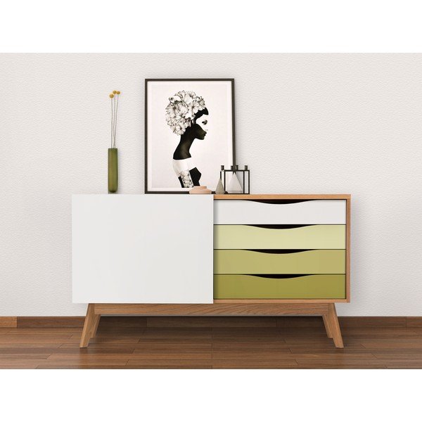 Komoda z zielonymi szufladami Woodman Avon-image-1