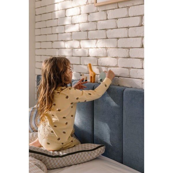 Niebieskie tapicerowane łóżko dwuosobowe ze schowkiem i stelażem 160x200 cm Thessa Bold Line – Bonami Selection-image-3