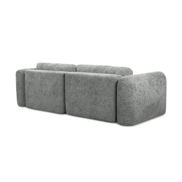 Szary narożnik rozkładany z tkaniny szenilowej ze schowkiem (lewostronny/z szezlongiem) Mele – Makamii-image-3