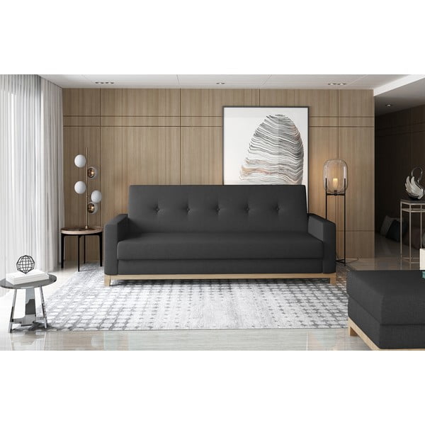 Czarna rozkładana/ze schowkiem sofa 216 cm Selene – ELTAP-image-1