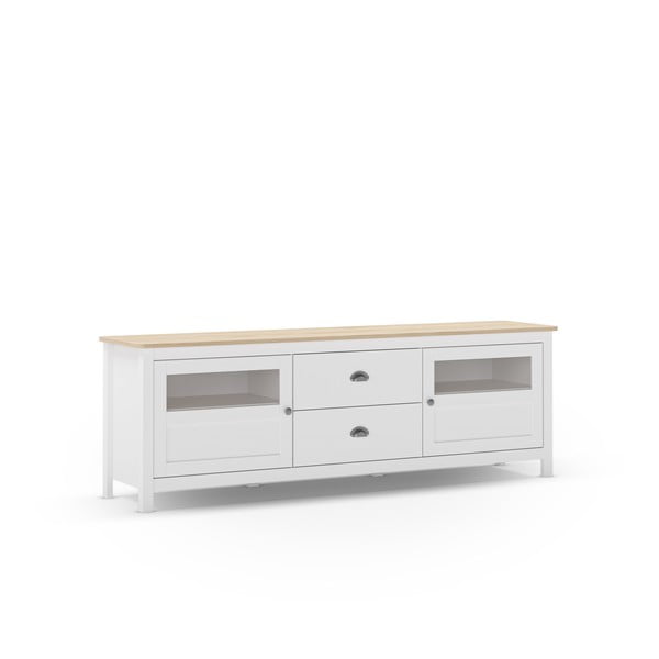 Biała szafka pod TV z litego drewna sosnowego 180x59 cm Misti – Marckeric-image-4