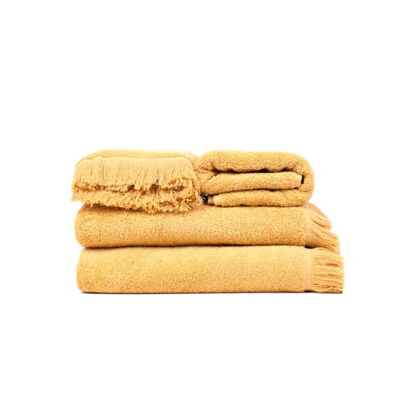 Zestaw 2 żółtych ręczników kąpielowych i 2 ręczników Casa Di Bassi Sun