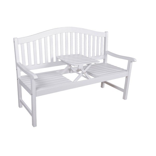 Biała drewniana ławka ogrodowa Singapore – Garden Pleasure-image-1