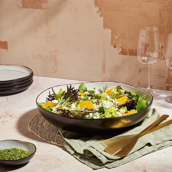 Czarna/beżowa kamionkowa misa ø 32 cm Lunar – Salt&Pepper-image-1