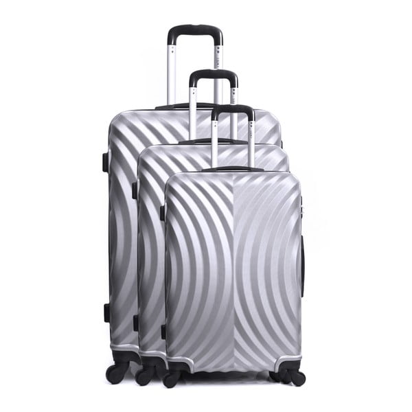 Zestaw 3 walizek podróżnych na kółkach w kolorze srebra Hero Lagos
