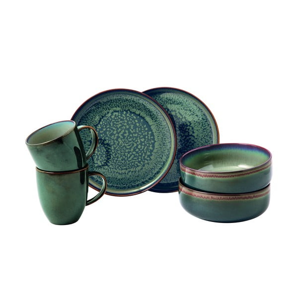 |6-częściowy zestaw zielonych porcelanowych naczyń Villeroy & Boch Like Crafted