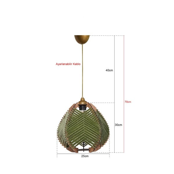 Ciemnozielona/w naturalnym kolorze lampa wisząca z tekstylnym kloszem ø 25 cm Yola – Opviq lights-image-2