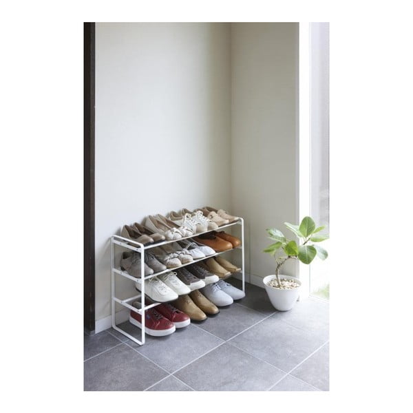 Biała półka regulowana na buty z 3 poziomami YAMAZAKI Maebashi-image-1