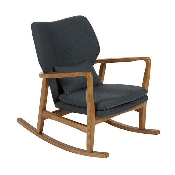 Szary fotel na biegunach z konstrukcją z drewna wiązu Santiago Pons Woven